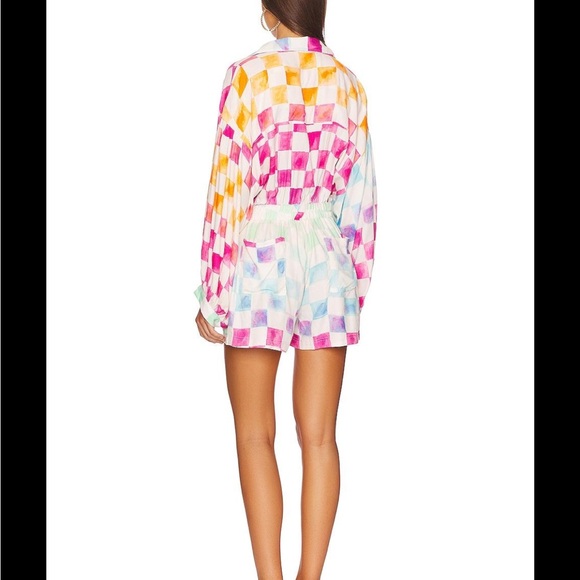 Jen’s Pirate Booty Ocean Front Satisfaction Romper in Rainbow Check - Picture 2 of 6